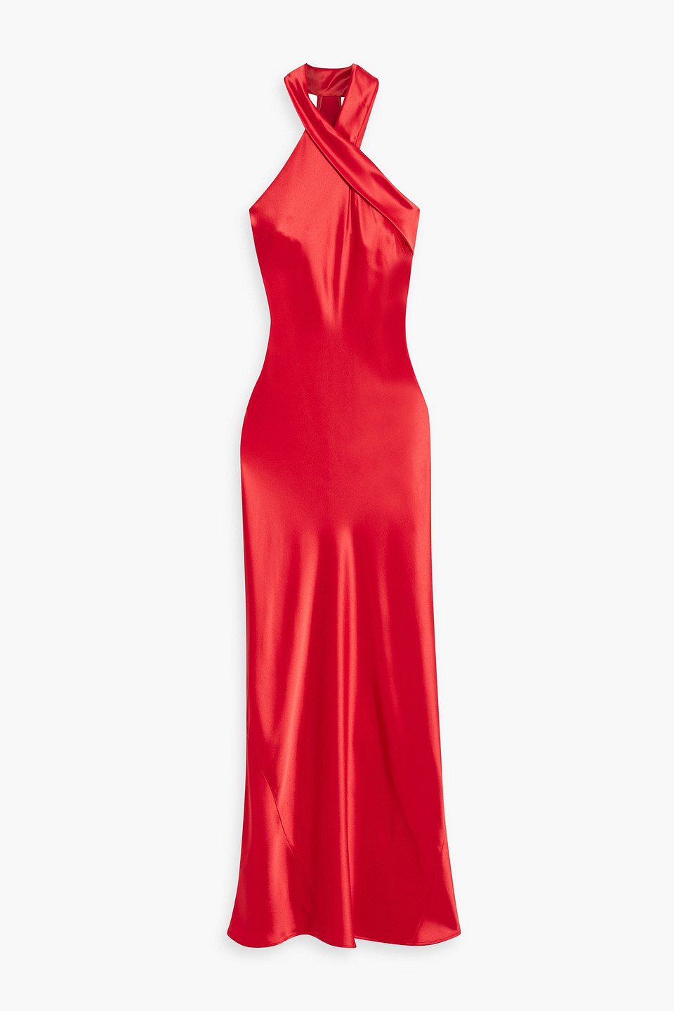 Galvan London Twist-front satin-crepe halterneck gown | Smart Closet