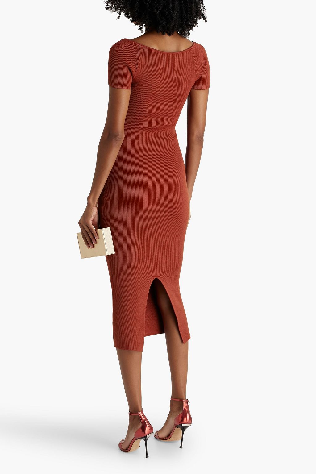 GALVAN  LONDON Ribbed-knit midi dress