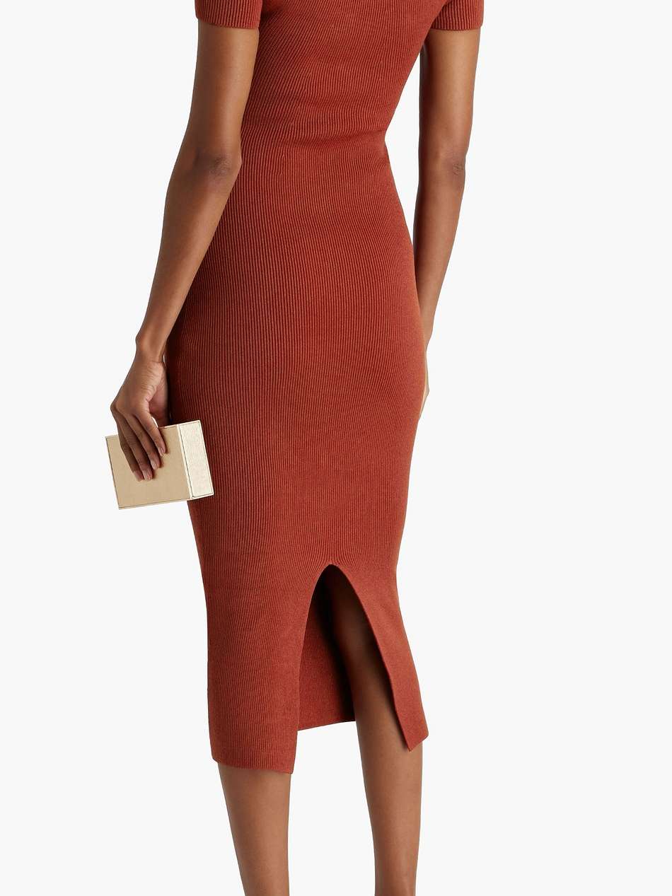 ribbed-knit midi dress