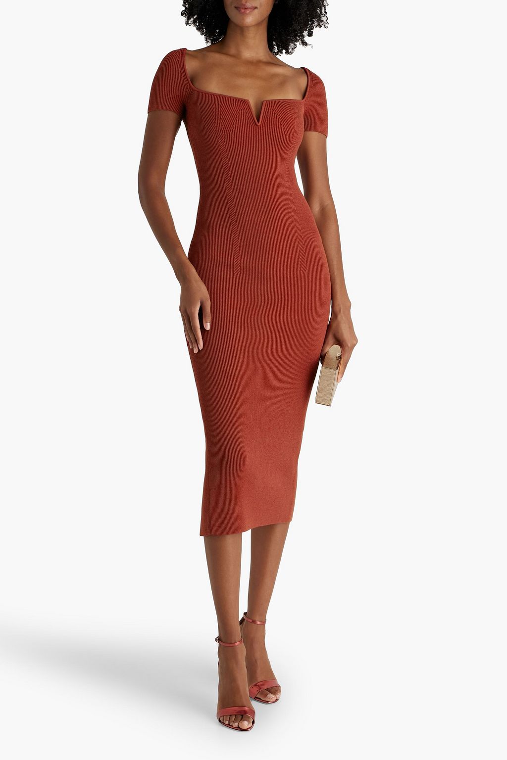 GALVAN  LONDON Ribbed-knit midi dress
