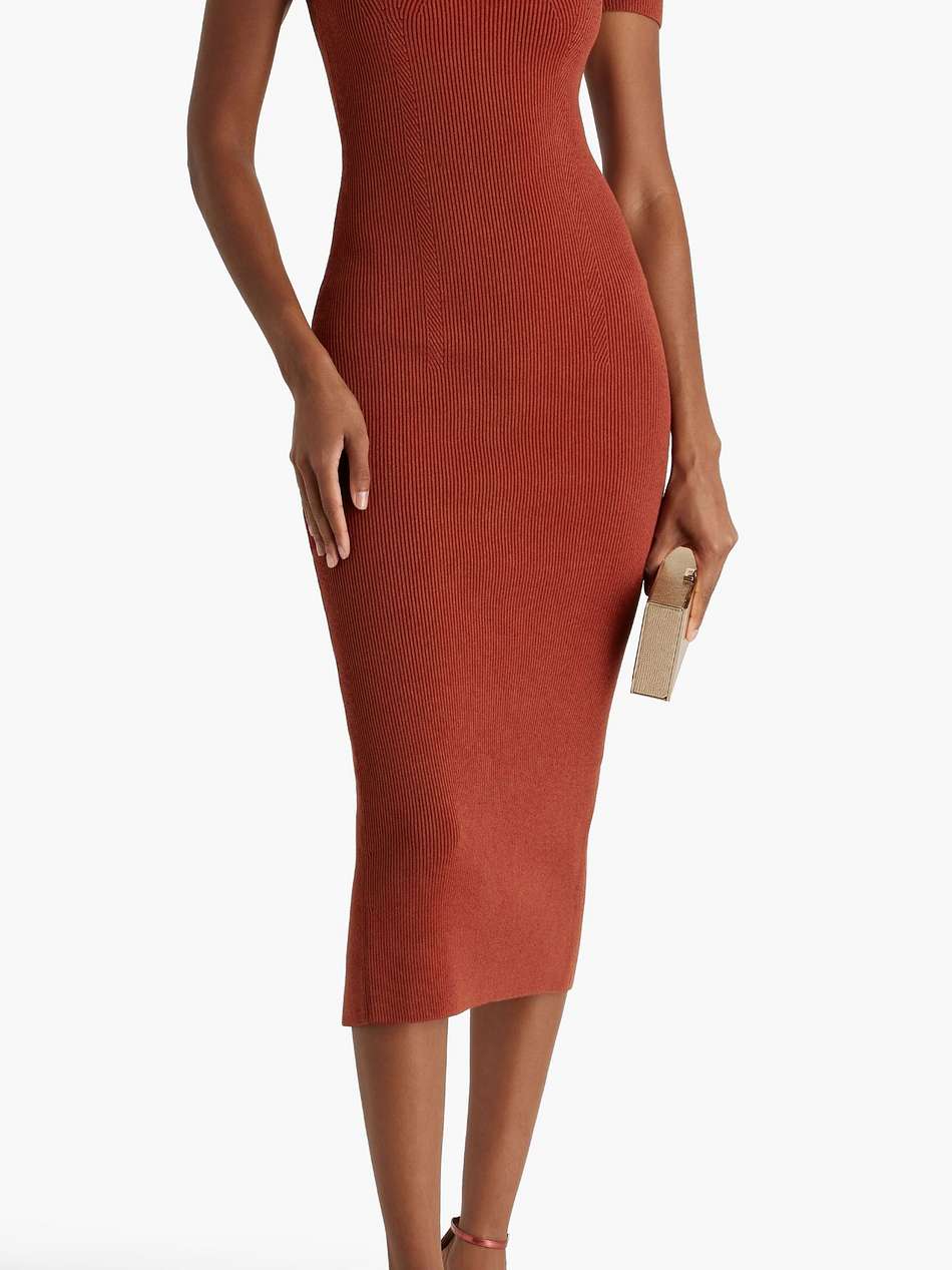 ribbed-knit midi dress