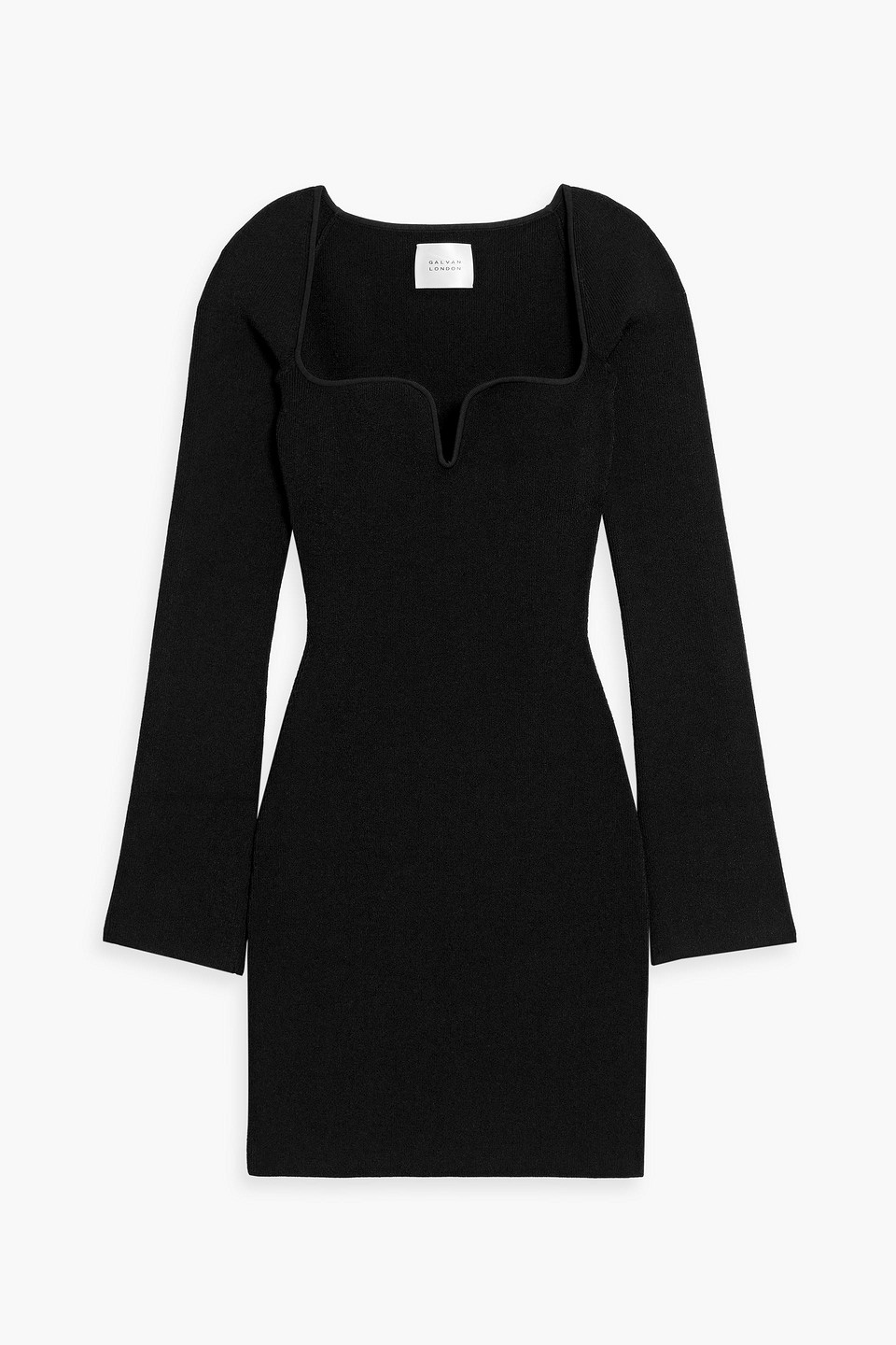 Galvan Gaia Ribbed-knit Mini Dress In Black