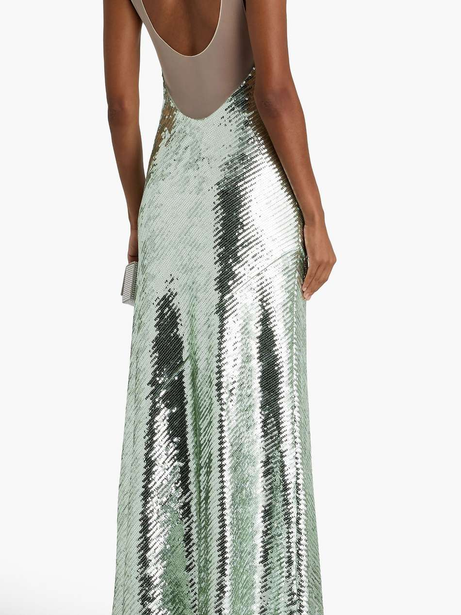 beating heart sequined tulle maxi dress