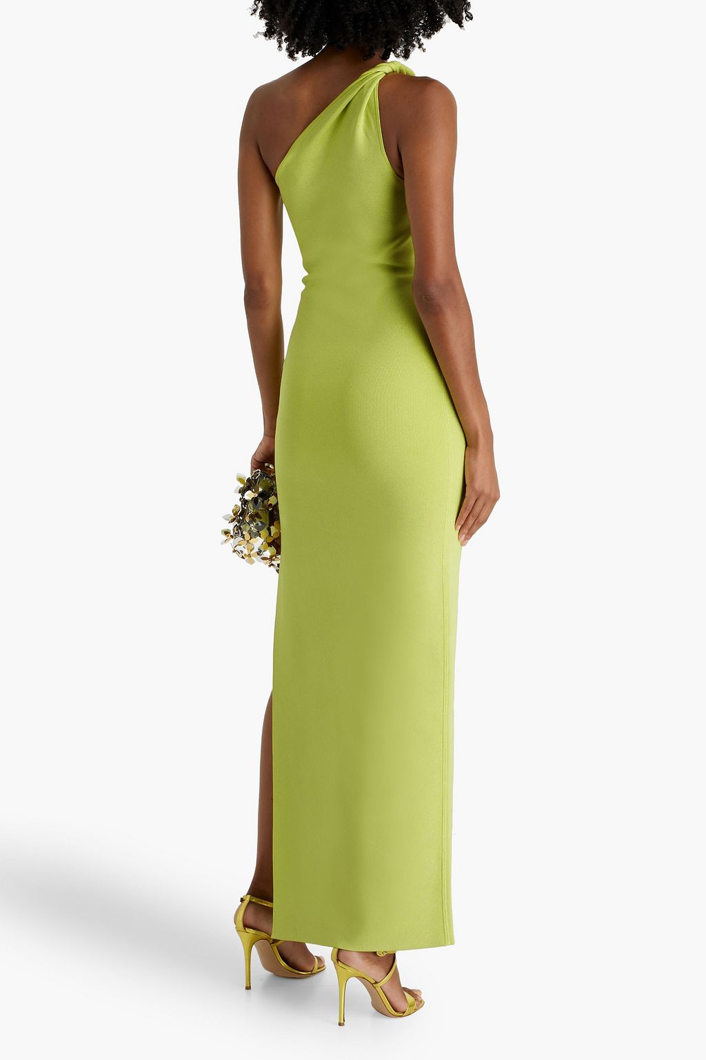 GALVAN  LONDON Persephone one-shoulder metallic stretch-knit maxi dress