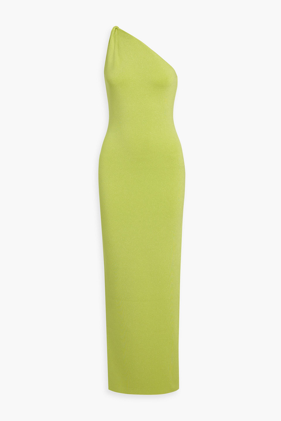 Persephone one-shoulder metallic stretch-knit maxi dress