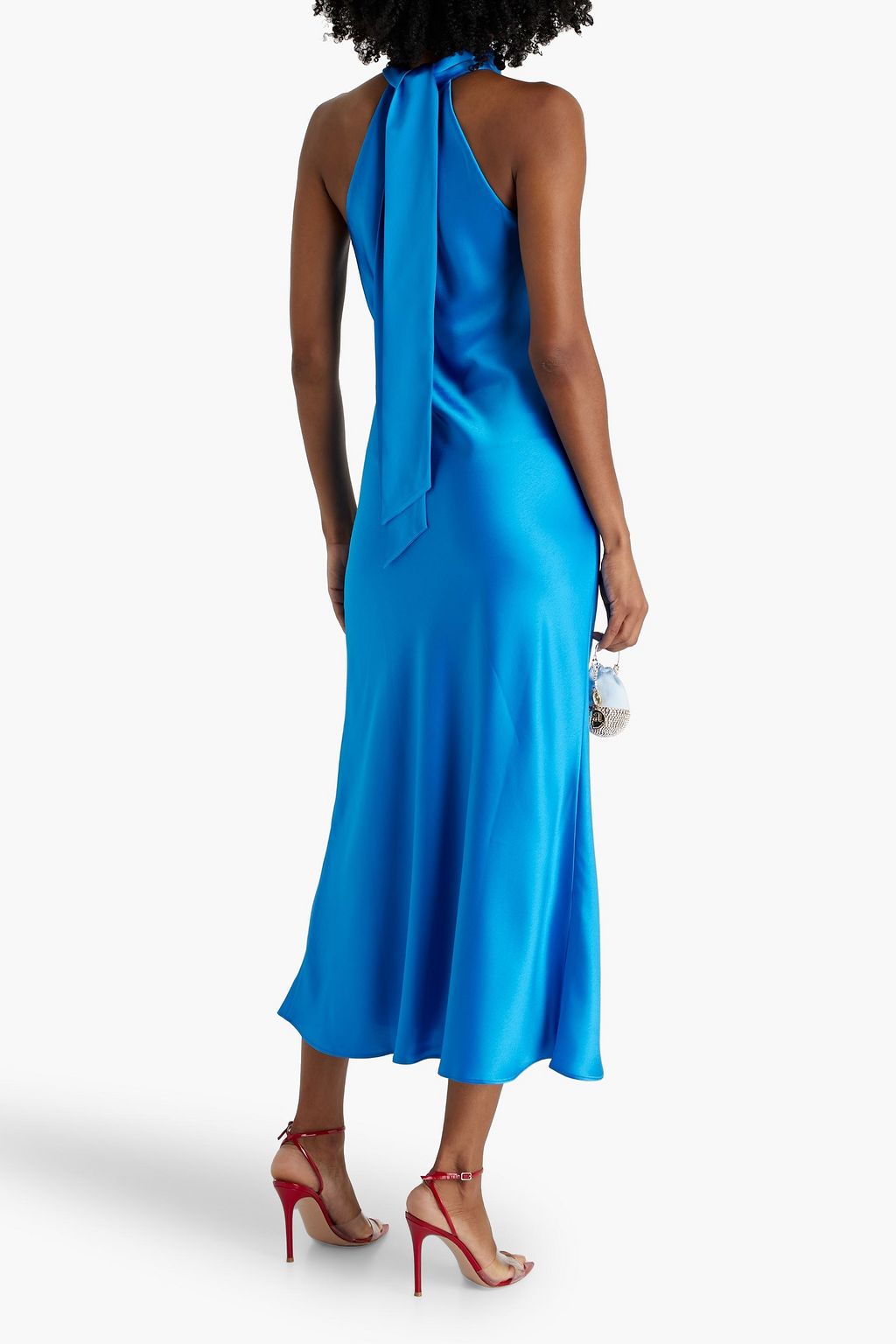 GALVAN  LONDON Sienna tie-back satin midi dress