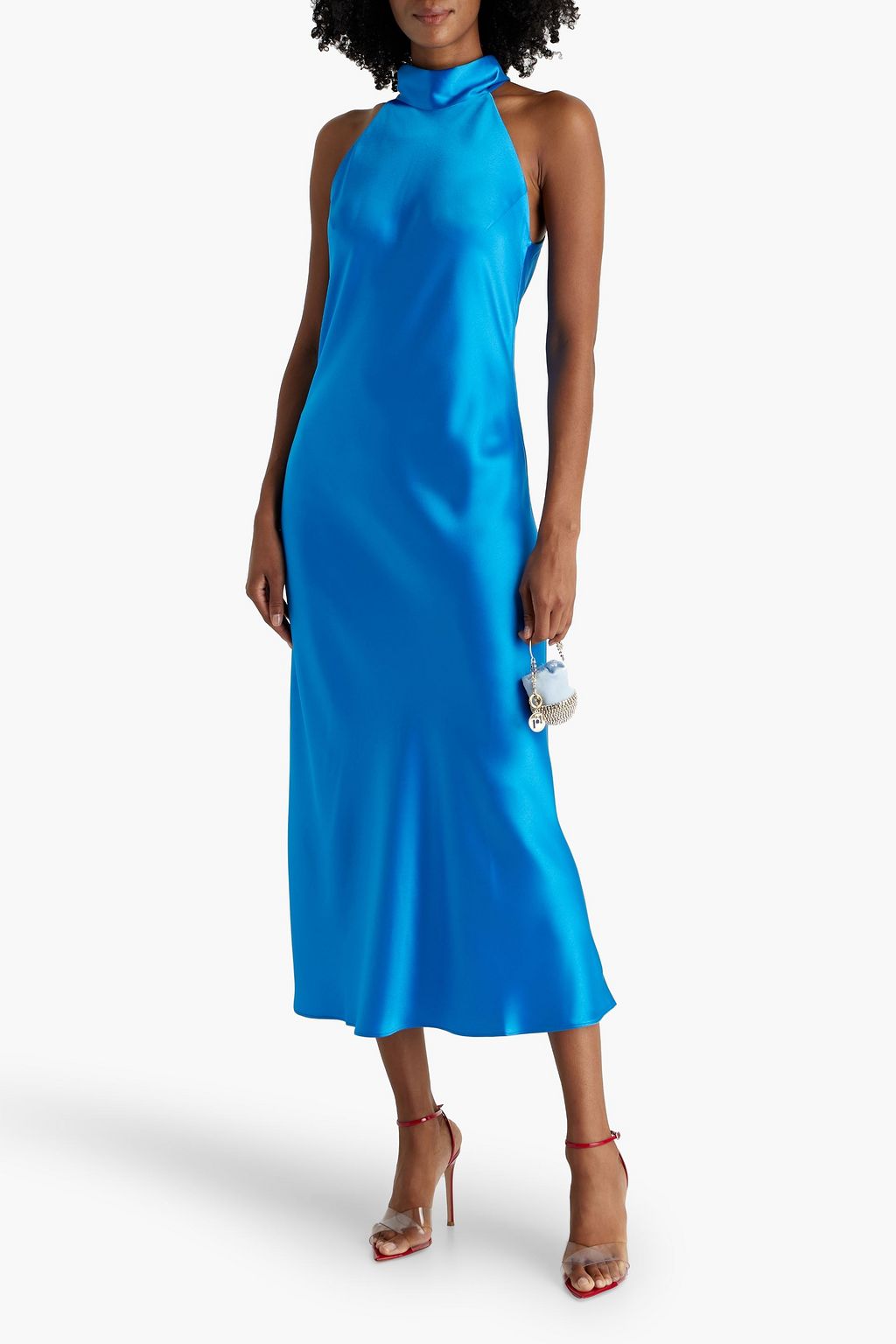 GALVAN  LONDON Sienna tie-back satin midi dress