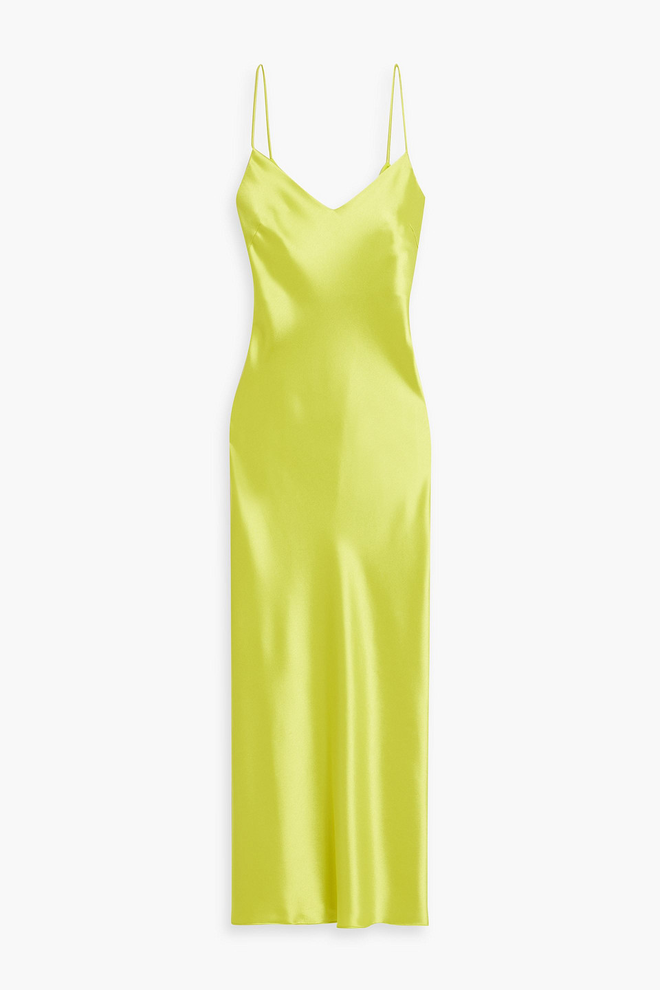 lime green satin slip dress Natalia Chartreuse Satin Maxi Dress - S Size - Women's Dresses main image 1