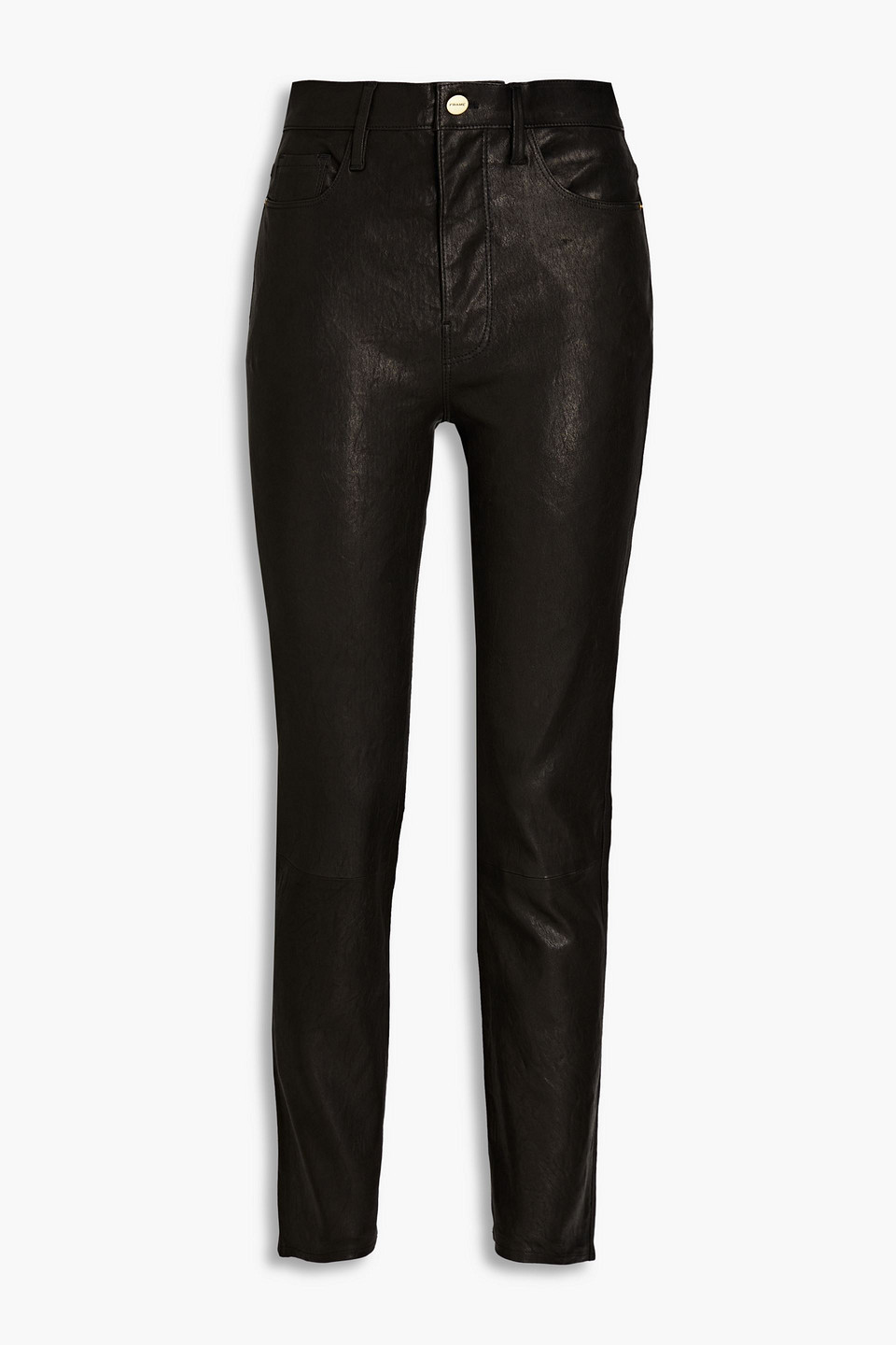 Leather slim-leg pants