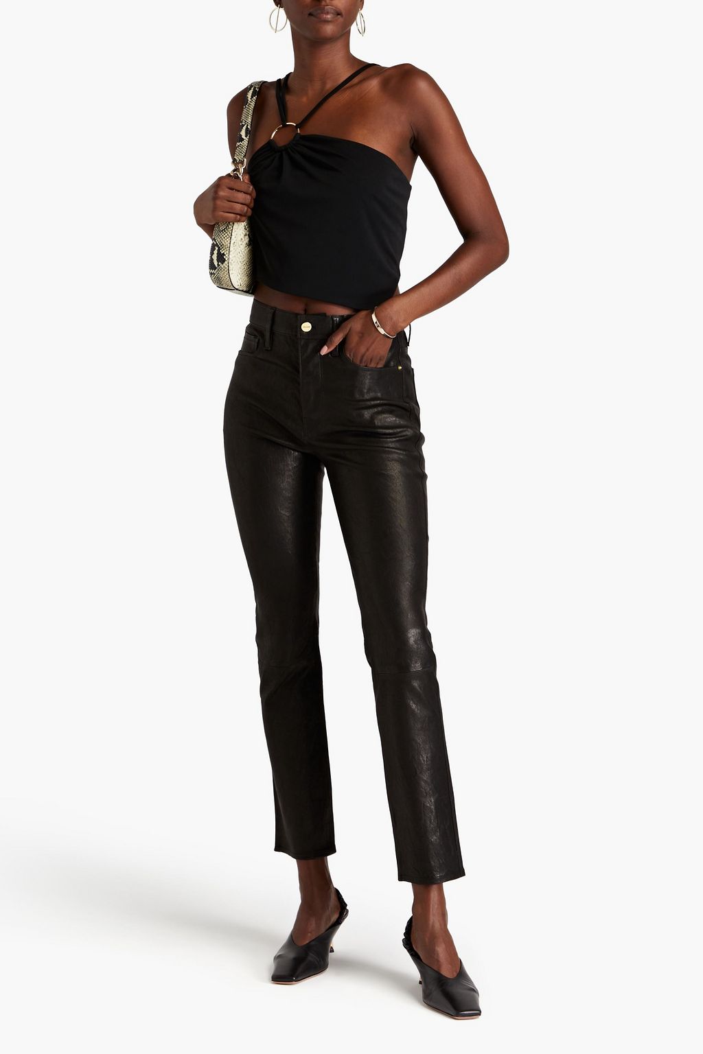 Five-pocket nappa-leather trousers, black | Sportmax