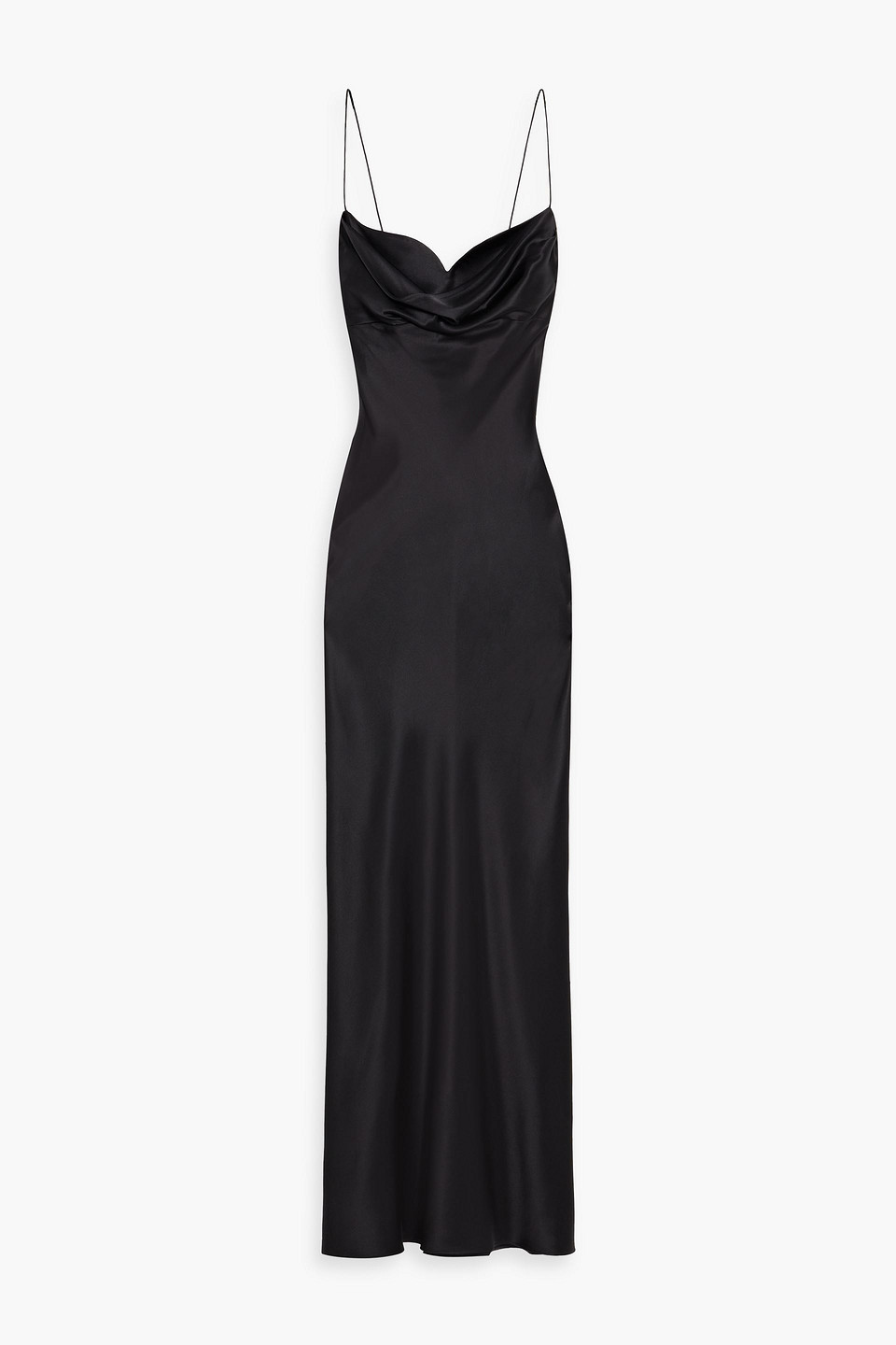 Rachel Gilbert Skye Draped Silk-satin Crepe Gown In Black