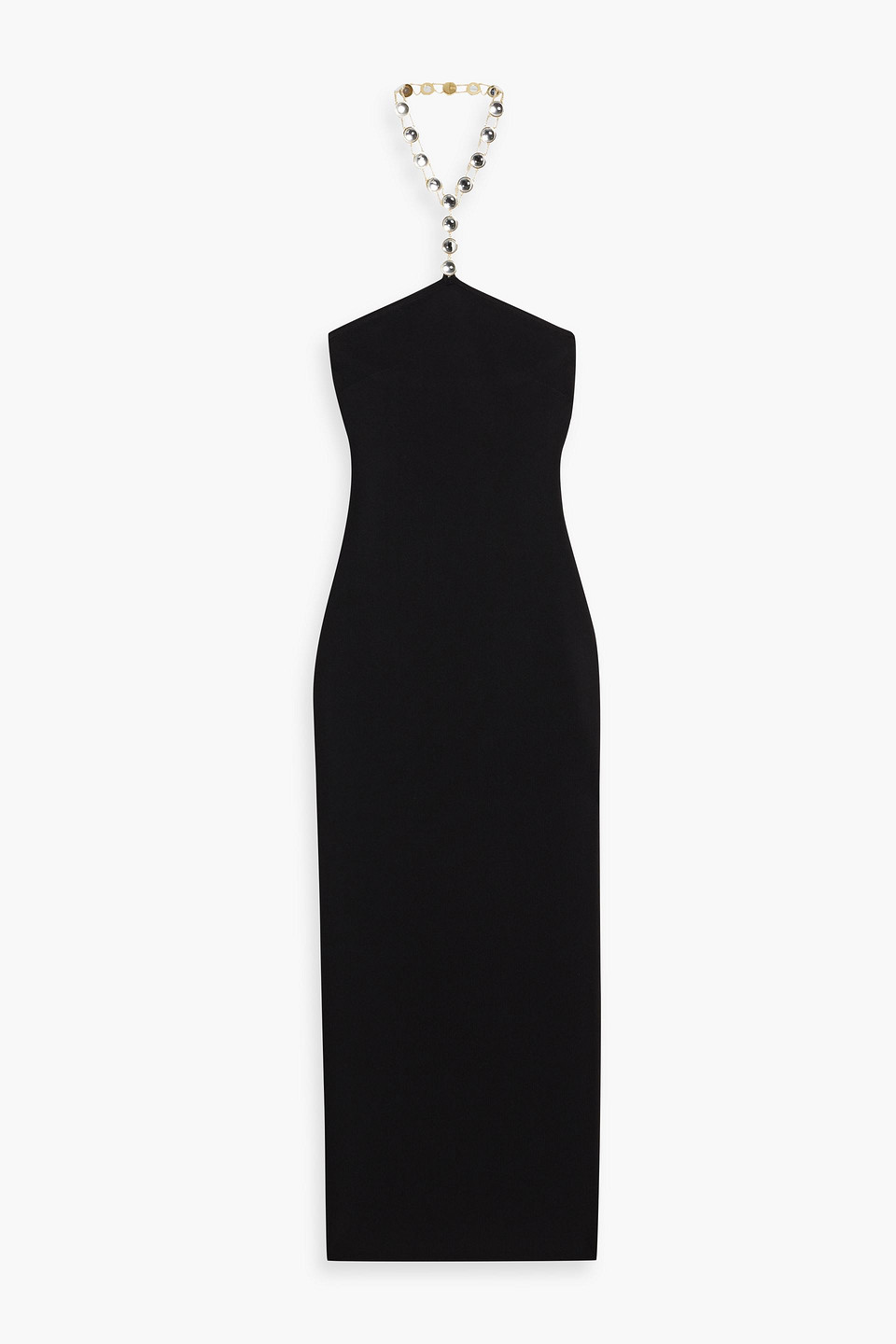 Galvan Mirror-embellished Stretch-knit Midi Dress In Black