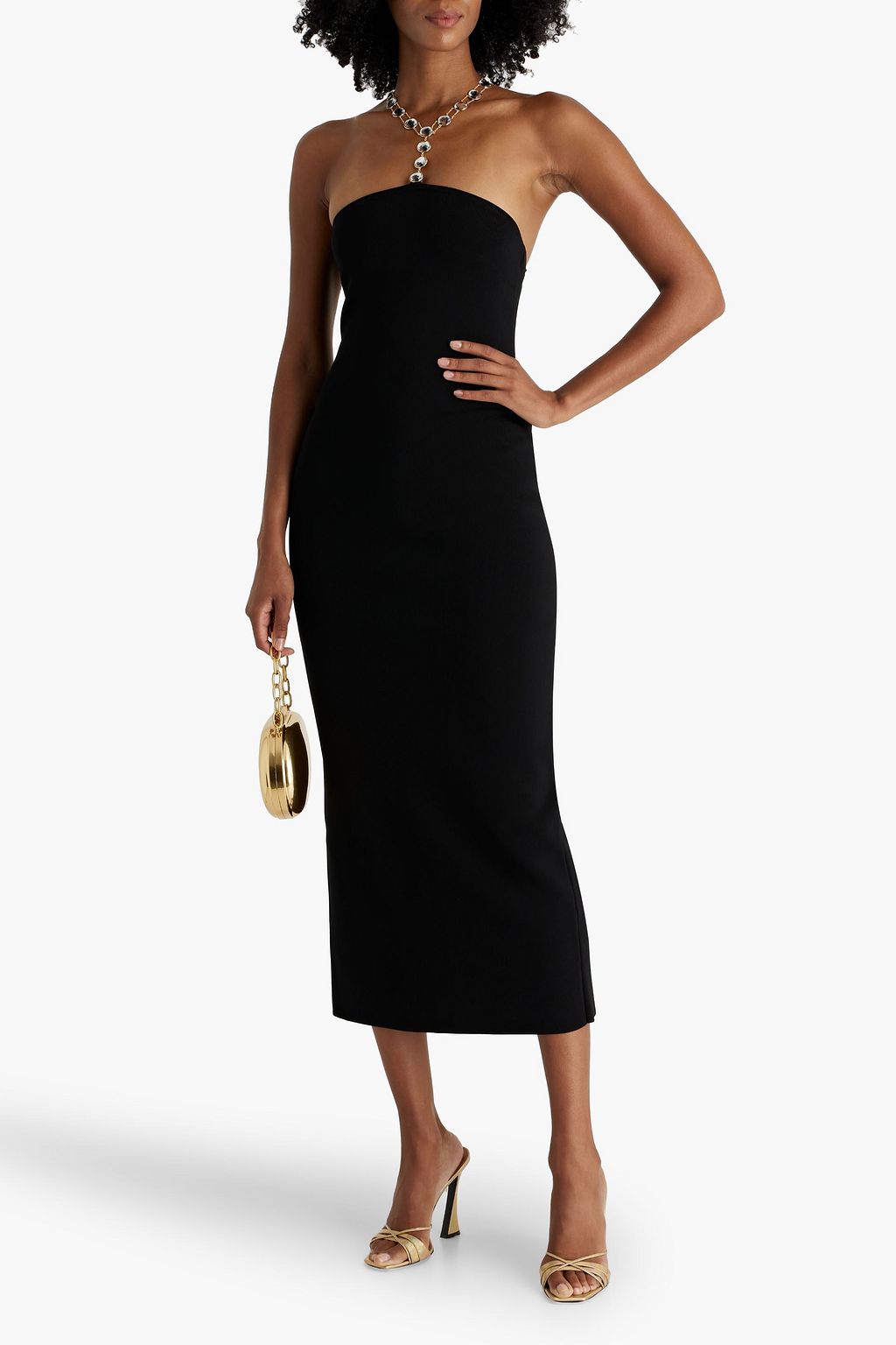 GALVAN  LONDON Mirror-embellished stretch-knit midi dress