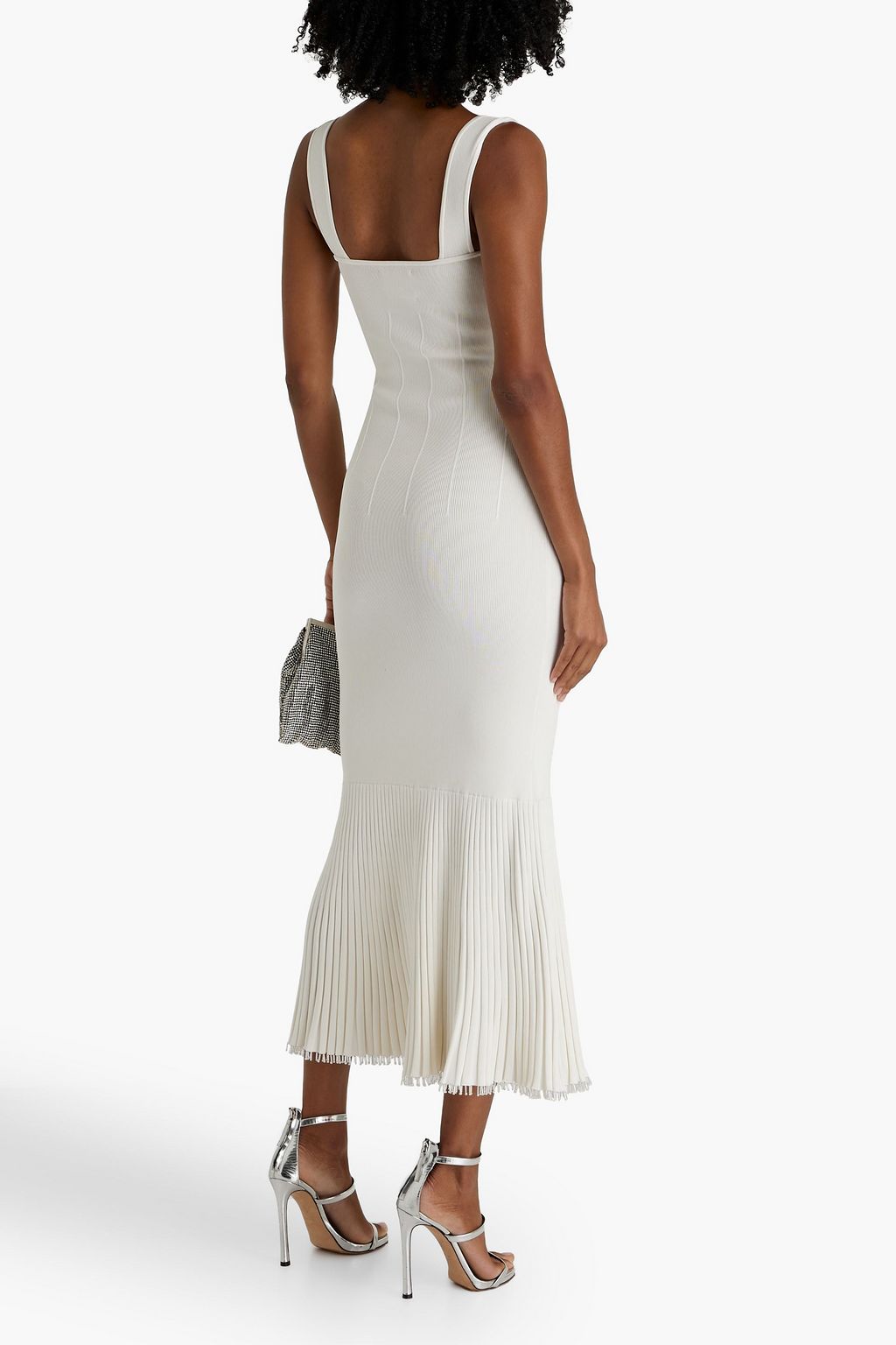 GALVAN  LONDON Atalanta embellished ribbed-knit midi dress