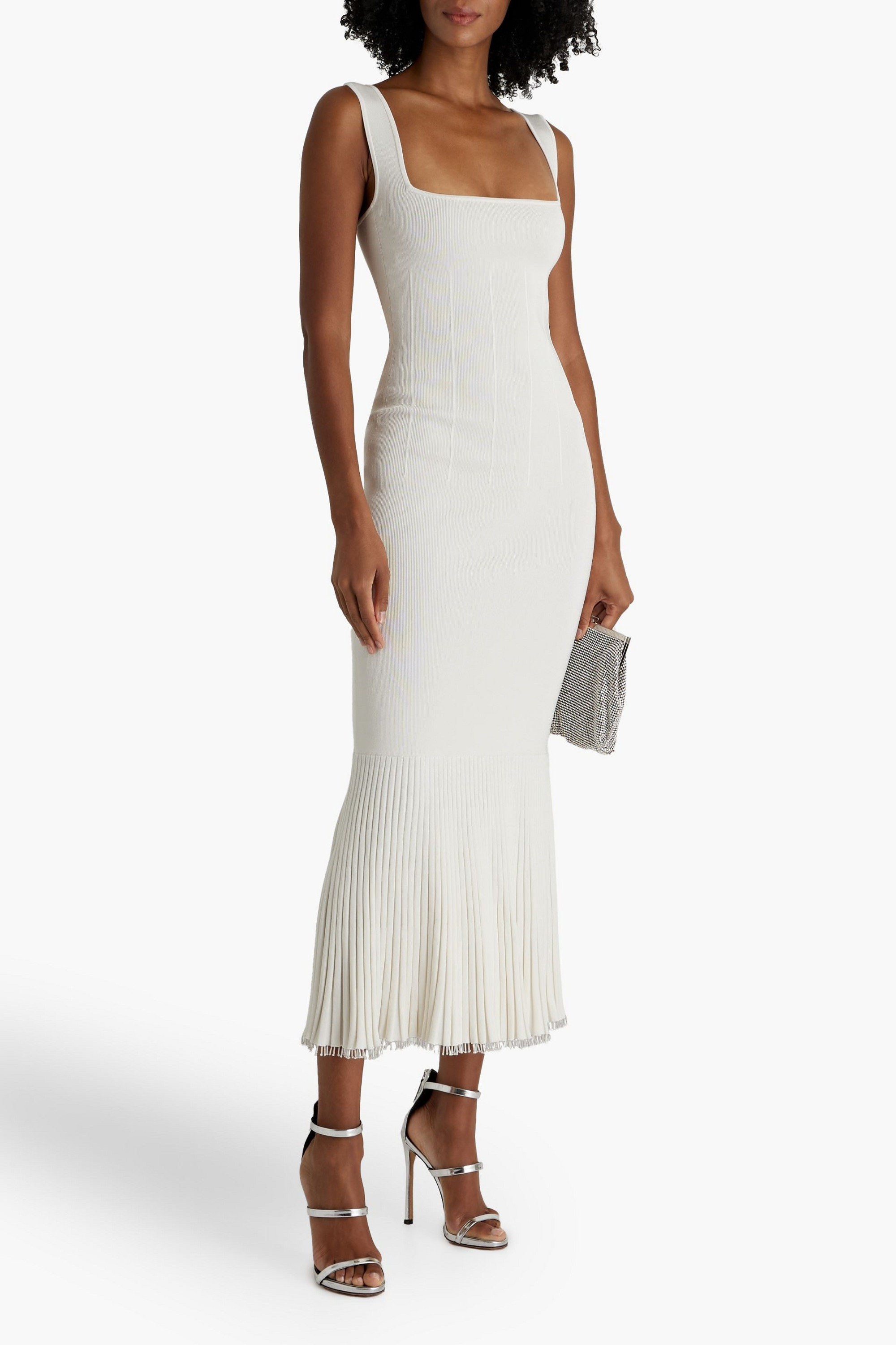 GALVAN  LONDON Atalanta embellished ribbed-knit midi dress