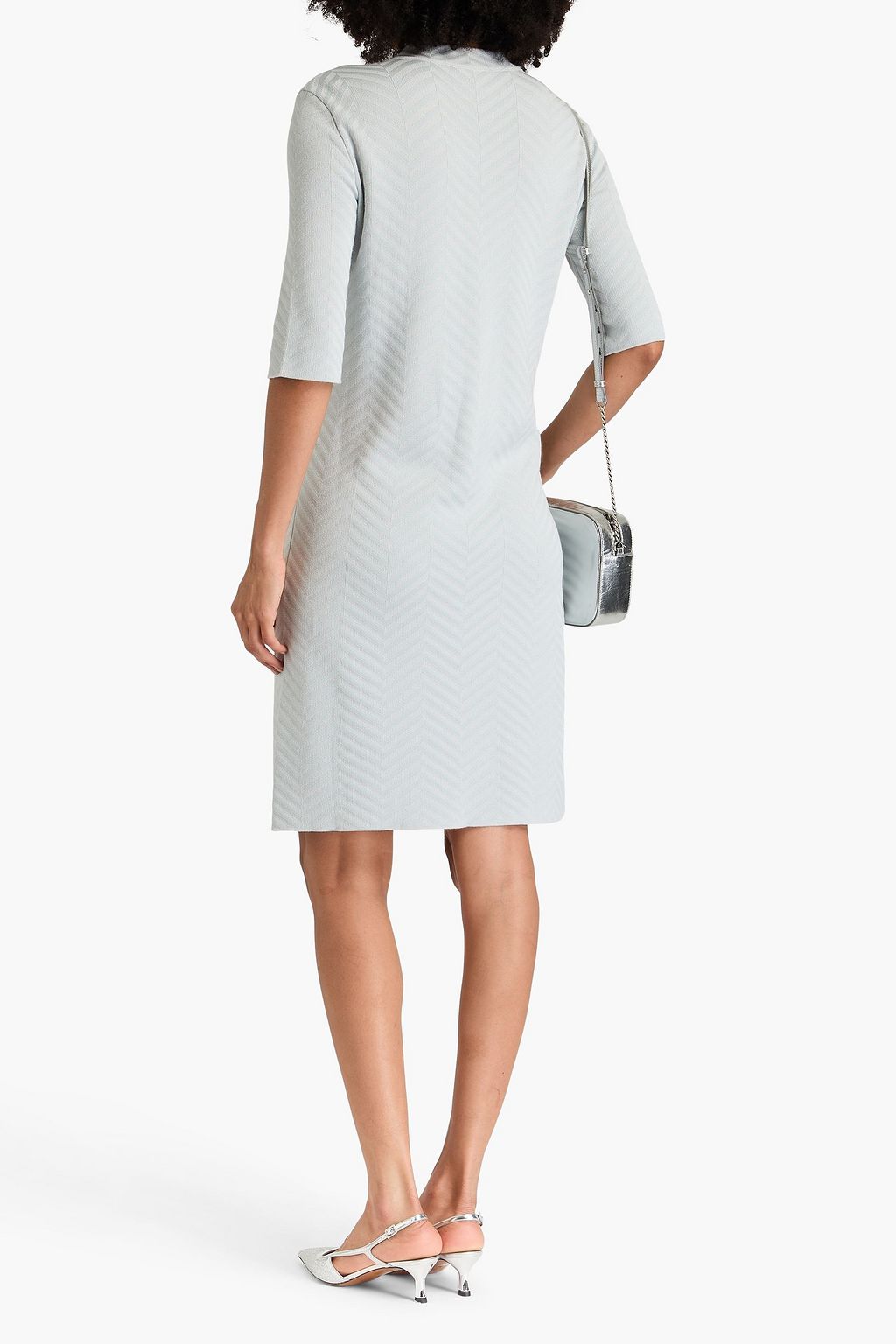 EMPORIO ARMANI Embellished jacquard-knit mini dress