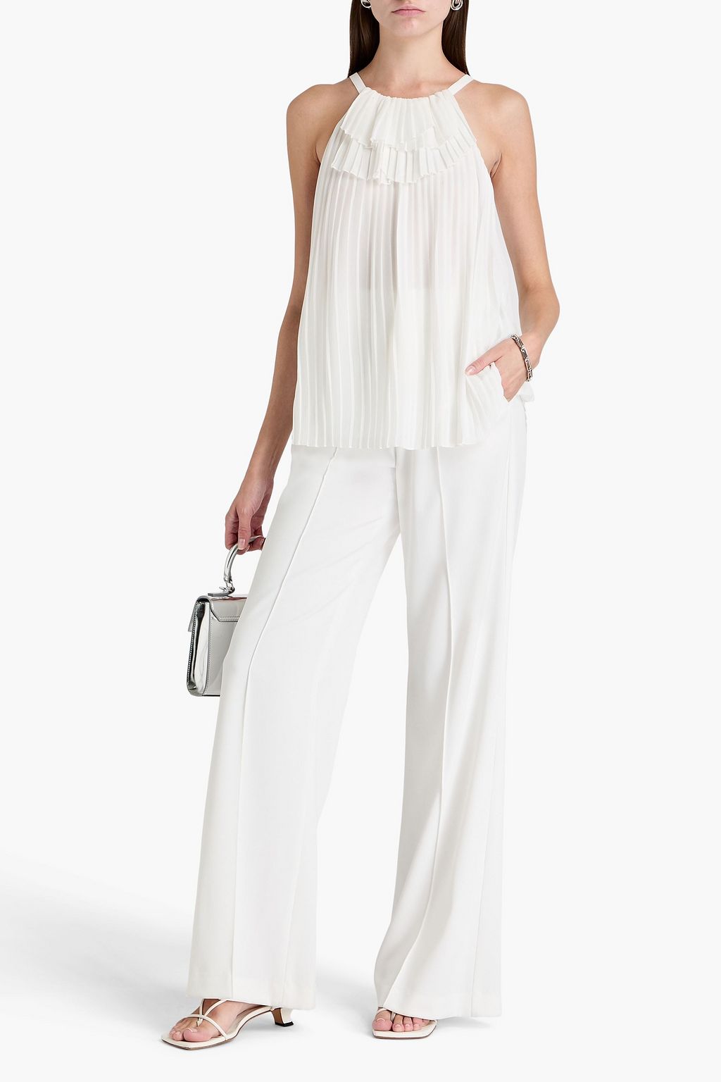 EMPORIO ARMANI Pleated crepe de chine top