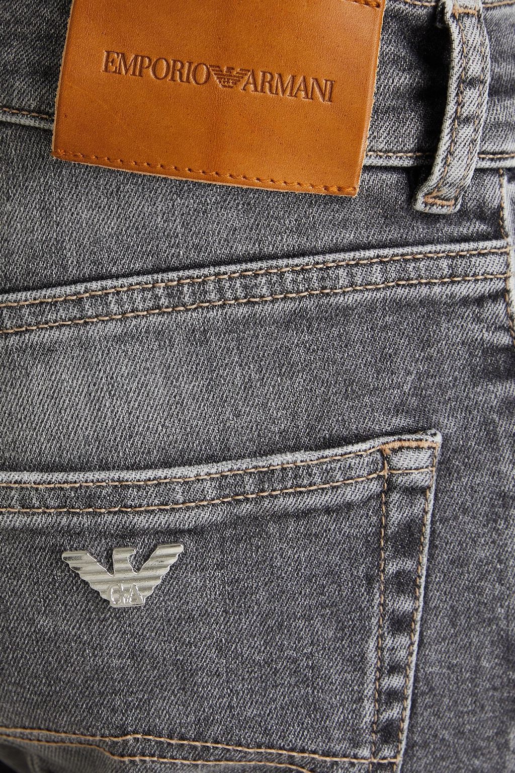 EMPORIO ARMANI جينز باهت بأرجل ضيقة وخصر متوسط الارتفاع