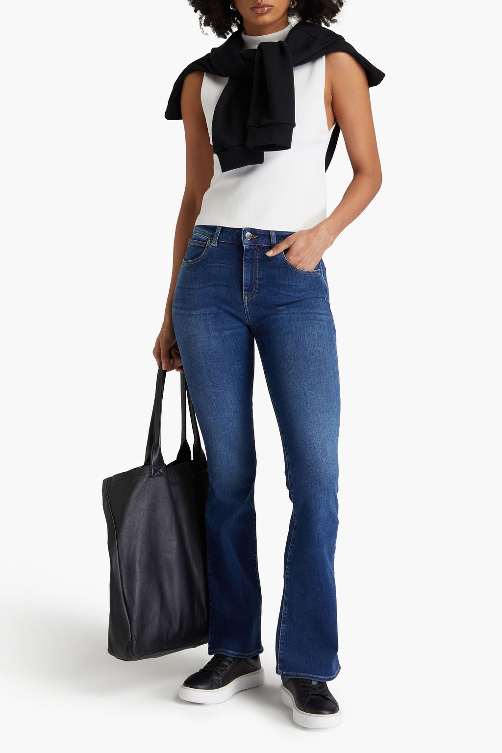 EMPORIO ARMANI Faded high-rise flared jeans