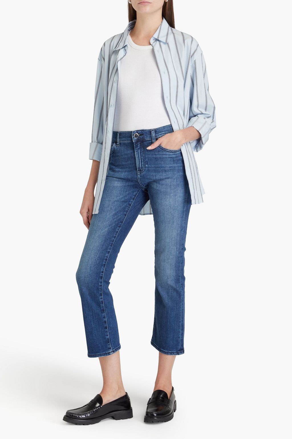 EMPORIO ARMANI Cropped high-rise bootcut jeans