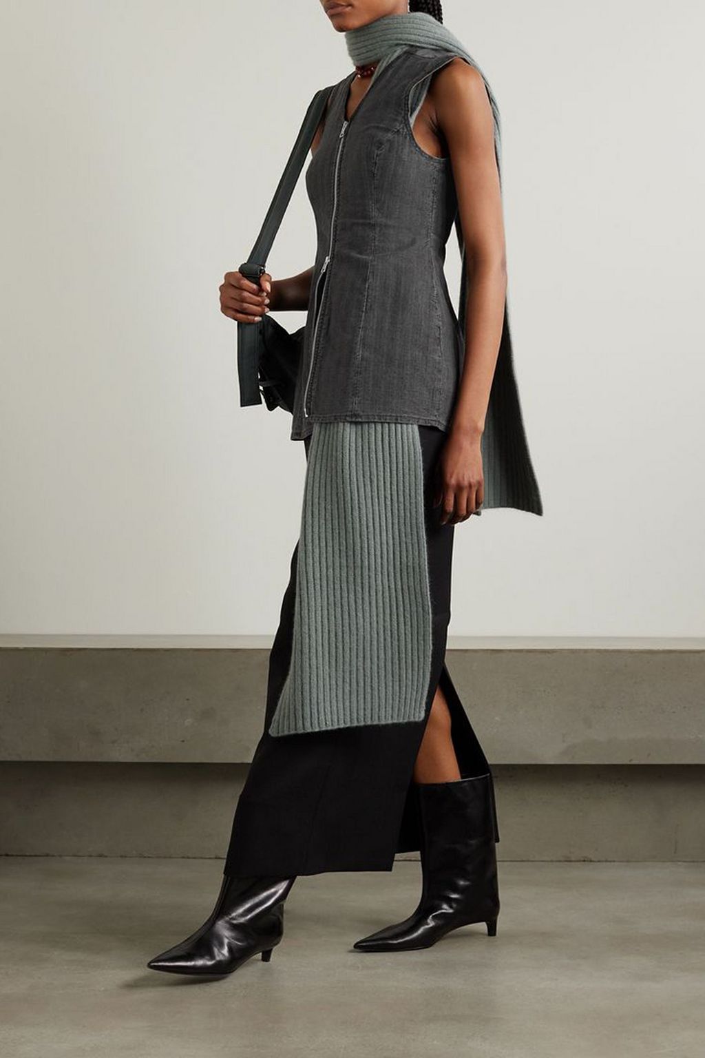 OUR LEGACY Zip-detailed striped denim tank