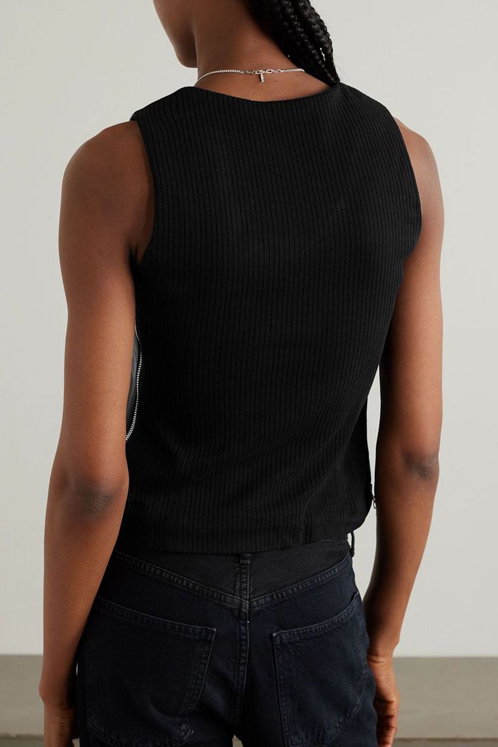 OUR LEGACY Ribbed cotton jersey-trimmed leather tank