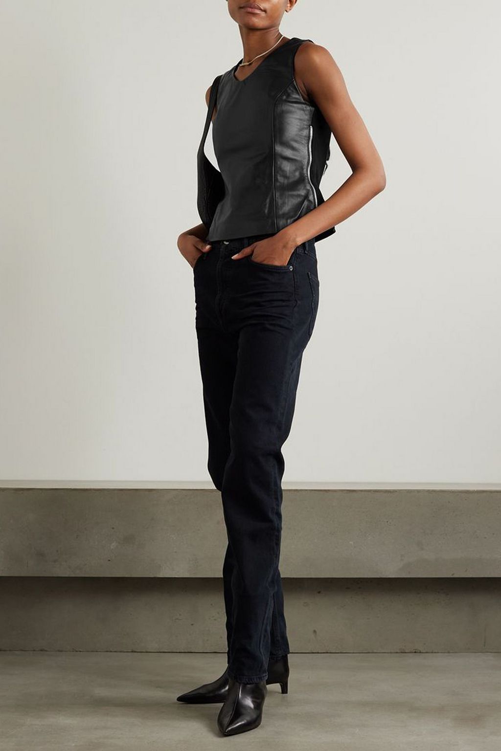 OUR LEGACY Ribbed cotton jersey-trimmed leather tank