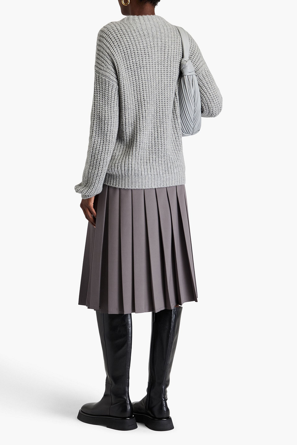  Giorgio Armani - Pullover Aus Einer Gerippten Kaschmir-seidenmischung - Grau - It 42 