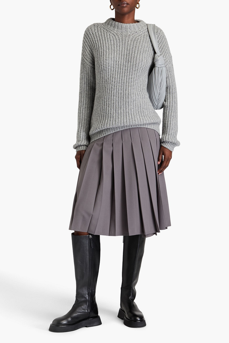  Giorgio Armani - Pullover Aus Einer Gerippten Kaschmir-seidenmischung - Grau - It 42 
