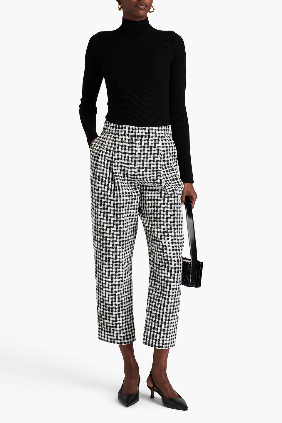  Giorgio Armani - Rollkragenpullover Aus Einer Woll-kaschmirmischung In Waffelstrick - Schwarz - It 44 