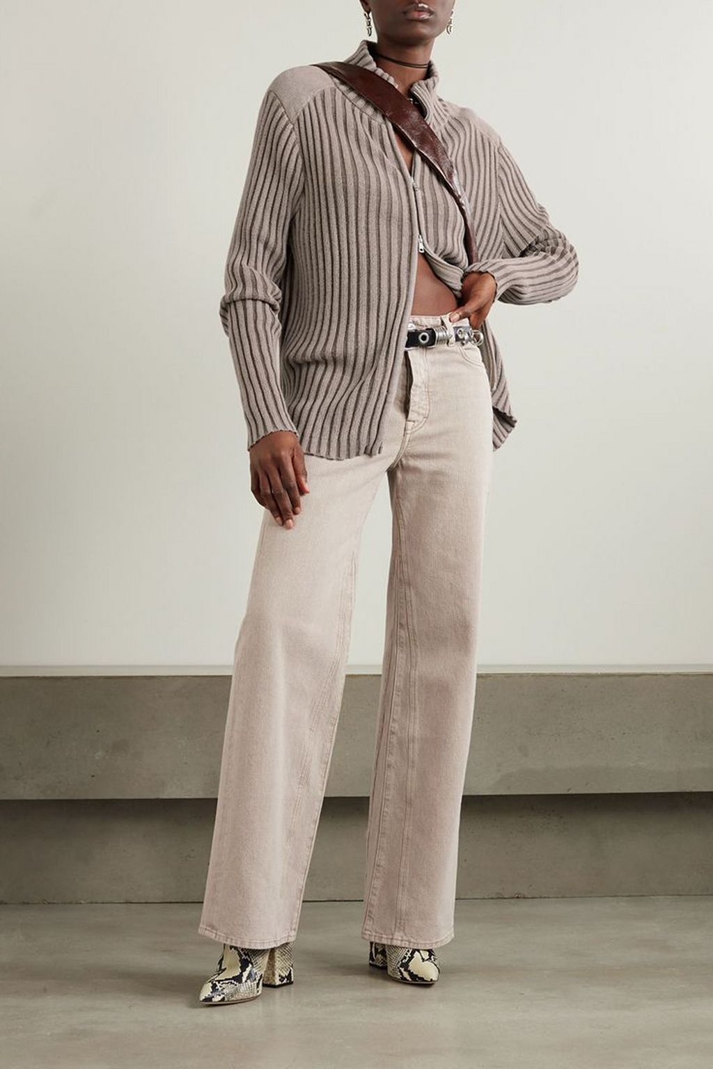 OUR LEGACY Ribbed cotton and cashmere-blend cardigan