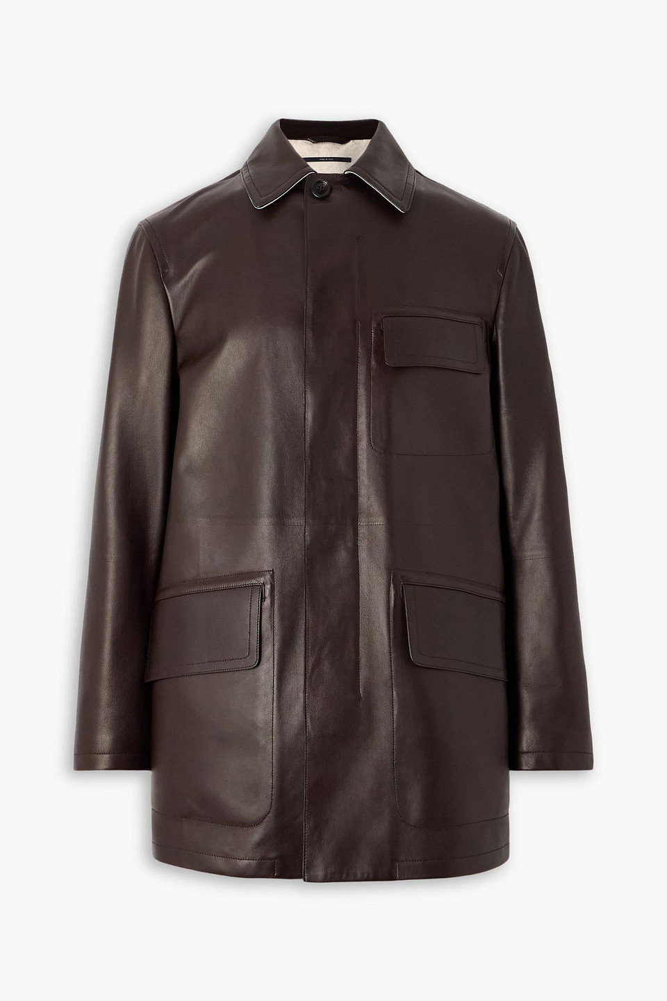 dunhill - leather jacket - brown - l