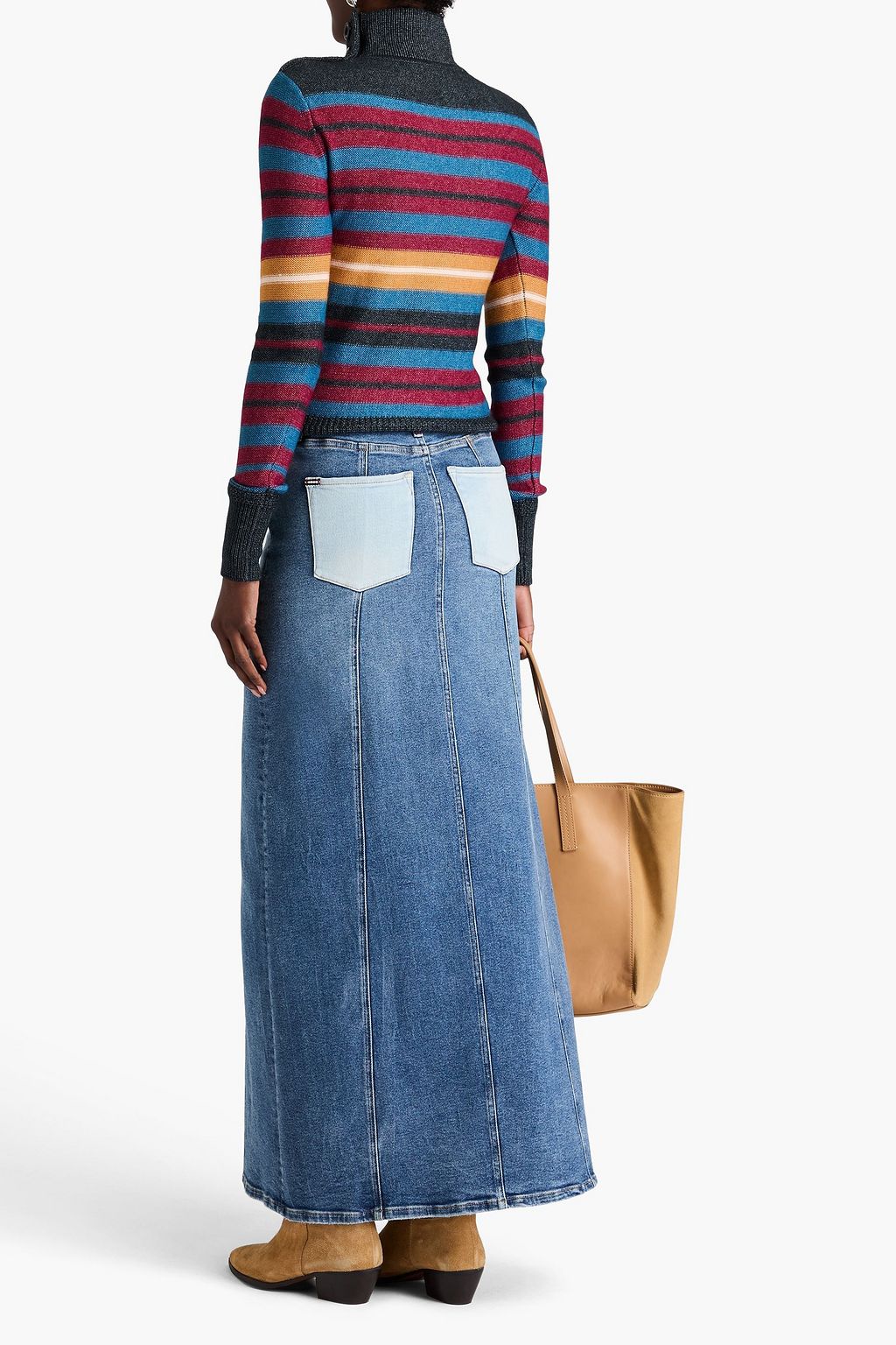 SEE BY CHLOÉ كنزة رياضية بياقة عالية محبوكة بتصميم مخطط
