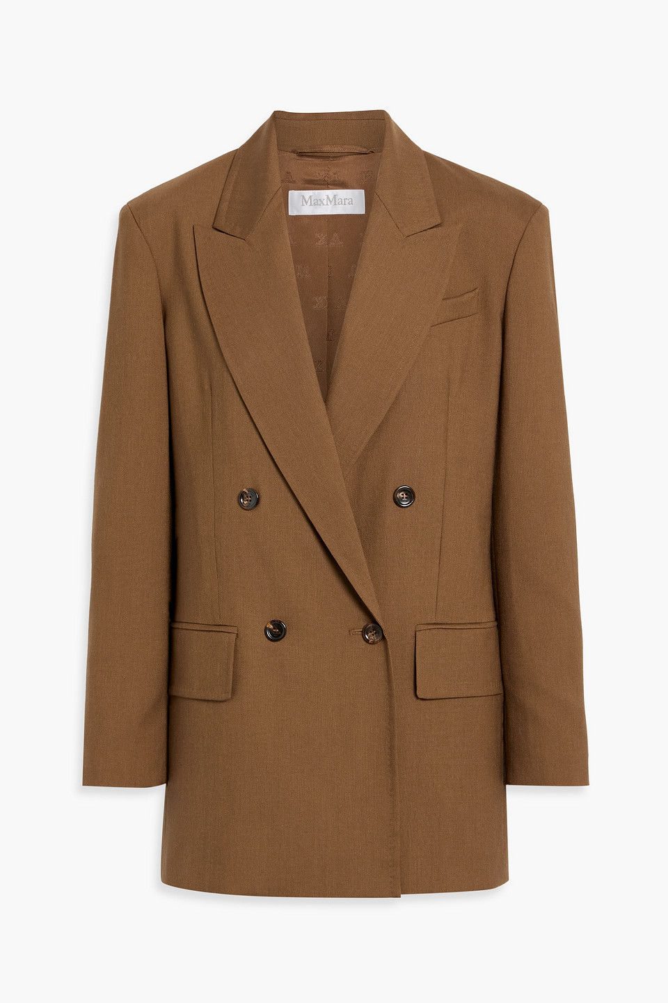 Max Mara Palanca Double-breasted Wool, Mohair And Silk-blend Blazer In Brown