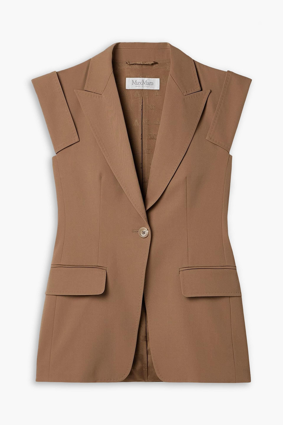 max mara - wool-twill vest - brown - it 42