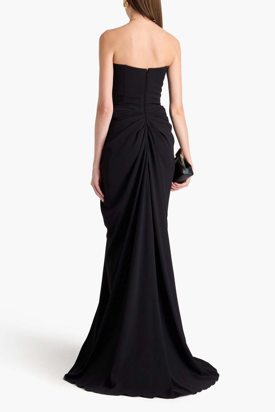  Rhea Costa - Strapless Draped Faille Gown - Black - It 48 