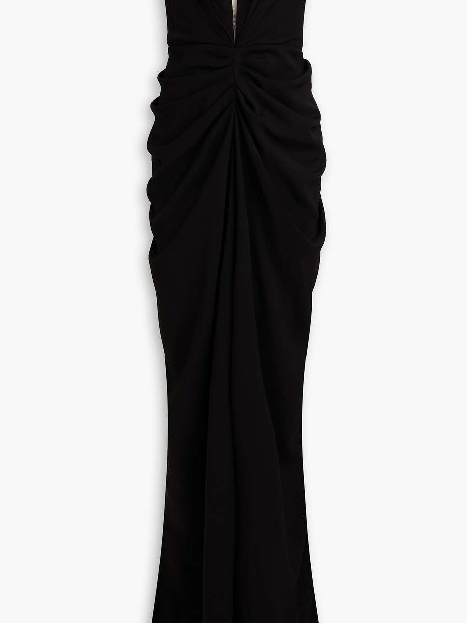 strapless draped faille gown