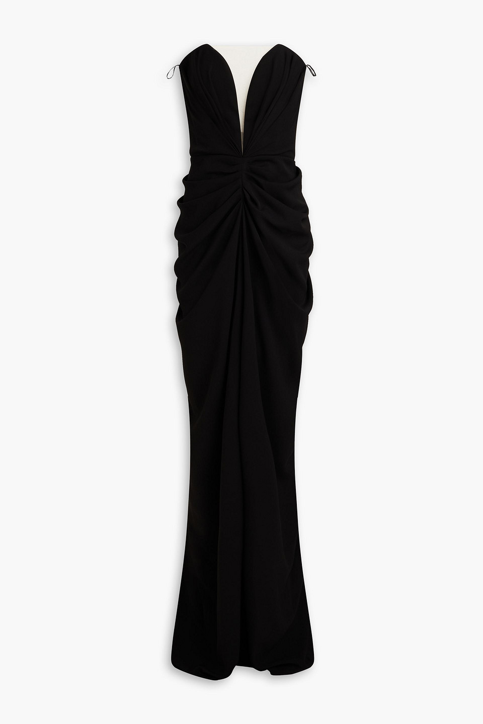 Rhea Costa Strapless Draped Faille Gown In Black