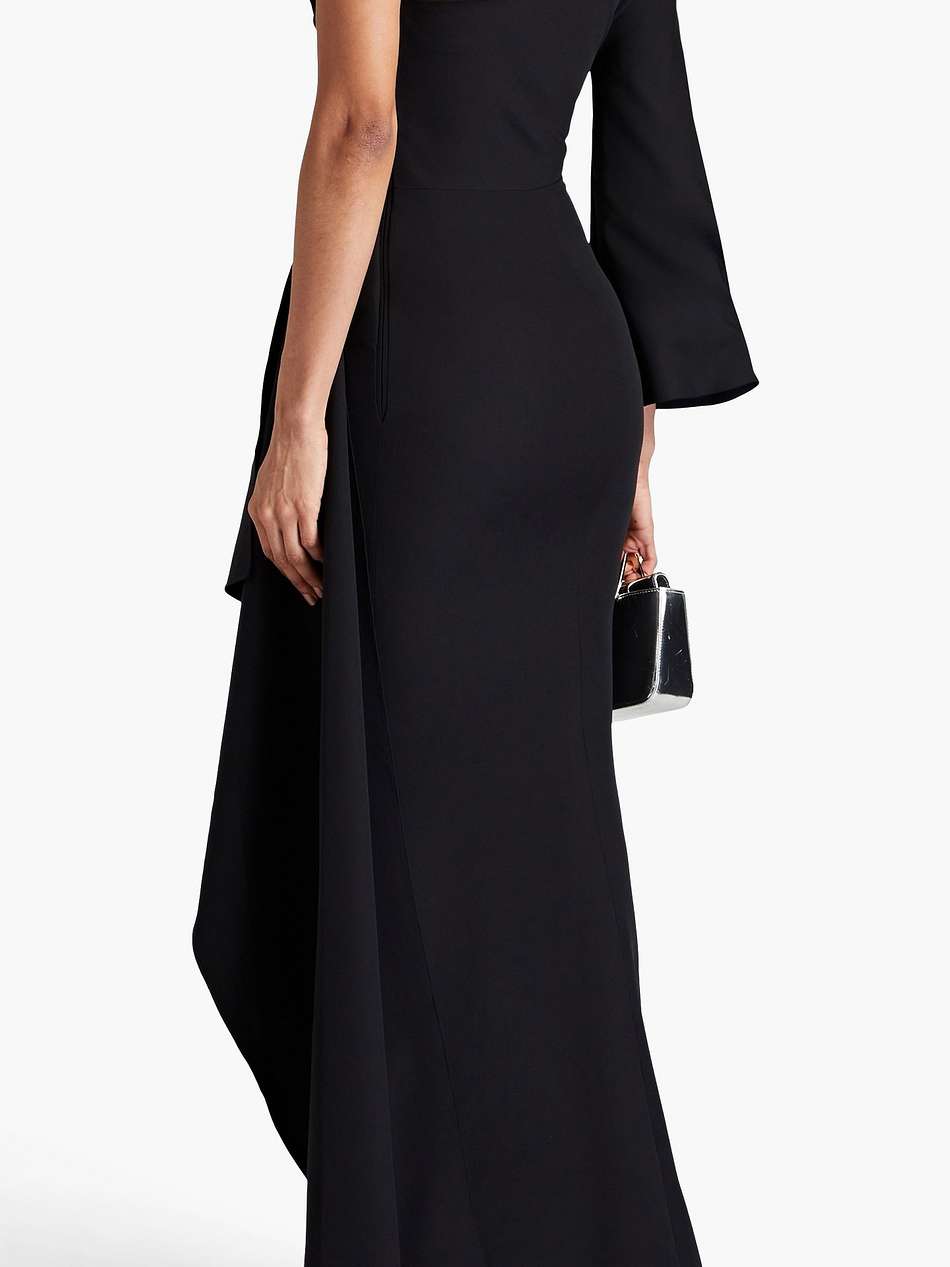 one-sleeve draped stretch-jersey gown