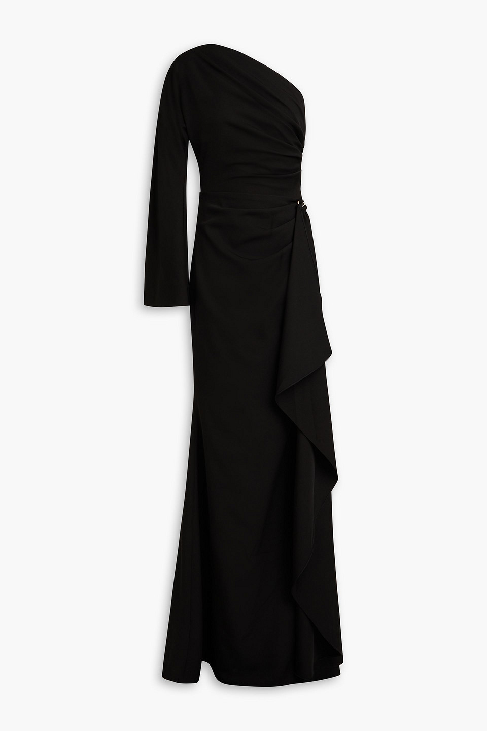 Rhea Costa One-sleeve Draped Stretch-jersey Gown In Black