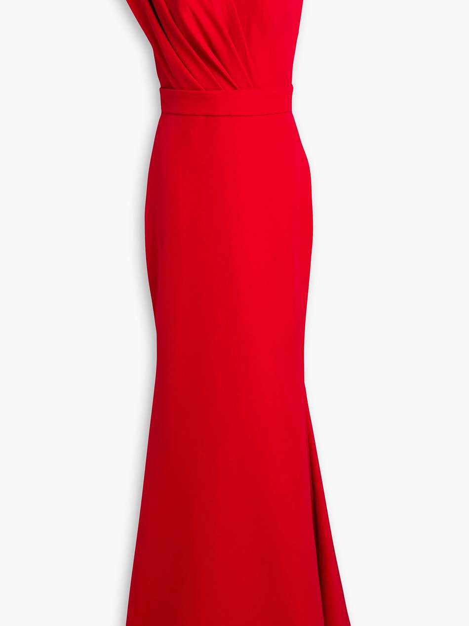 one-shoulder pleated crepe gown