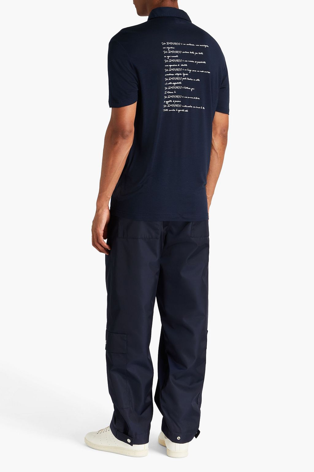 EMPORIO ARMANI Logo-print Lyocell-blend jersey polo shirt