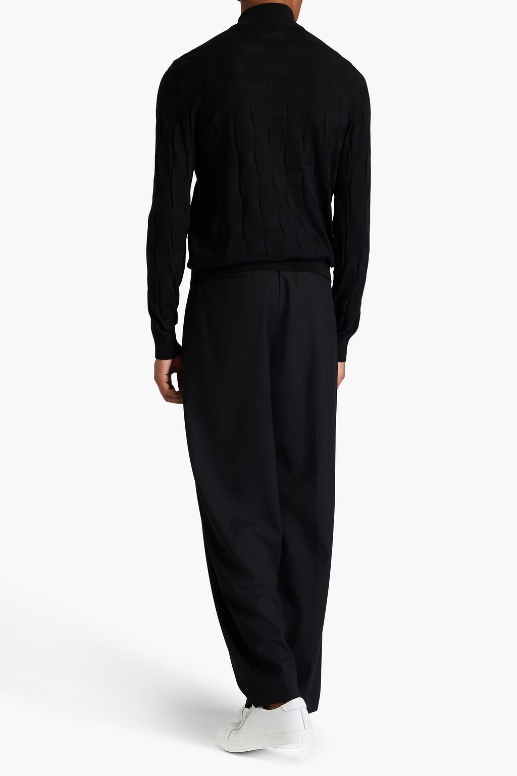 EMPORIO ARMANI كارديغان من الصوف بحبكة الجاكار