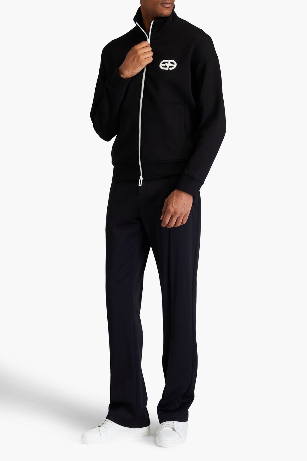EMPORIO ARMANI 자수 장식 저지 트랙 재킷