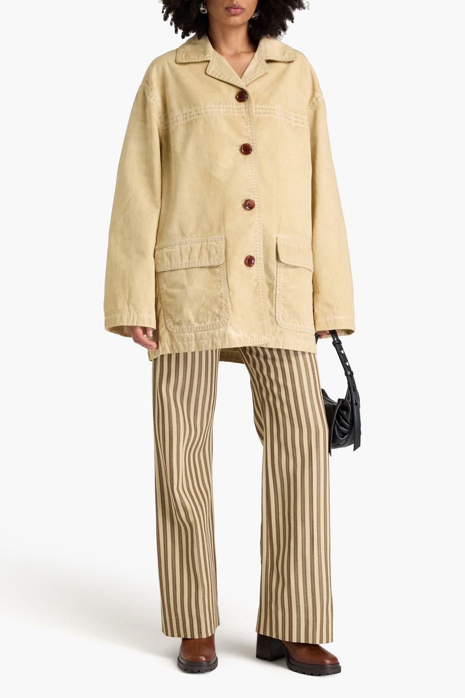 Acne Studios Faded Cotton-twill Jacket In Beige