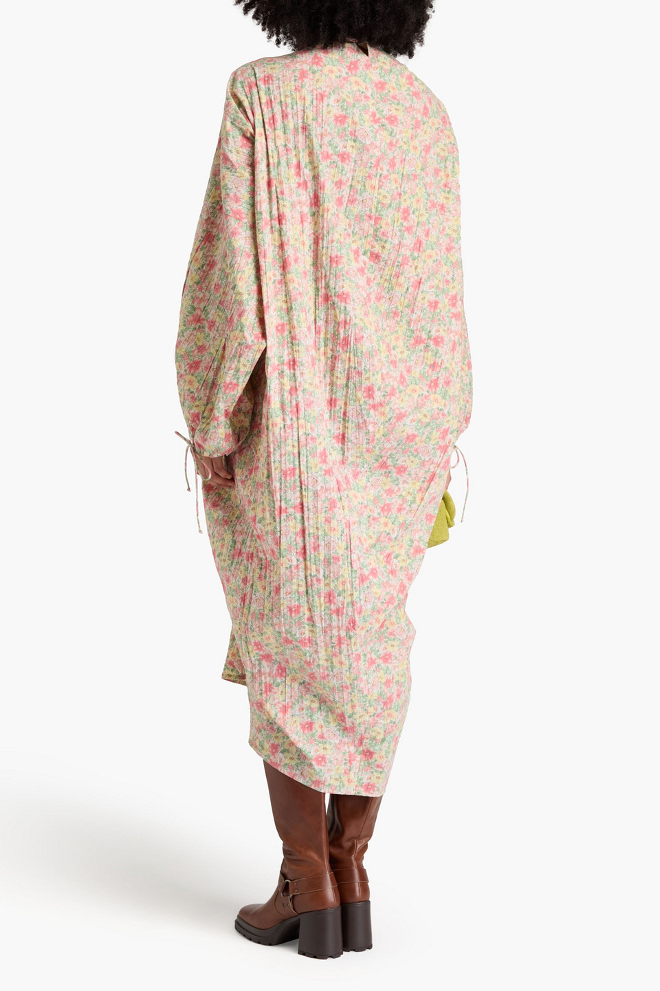  Acne Studios - Drapiertes Maxikleid Aus Webstoff Mit Floralem Print - Pink - De 32 