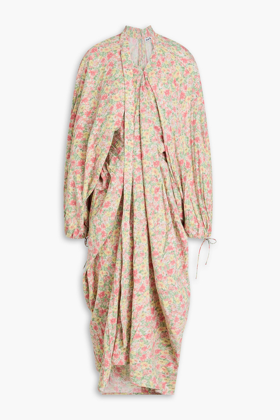 Acne Studios Draped Floral-print Woven Maxi Dress In Neutral
