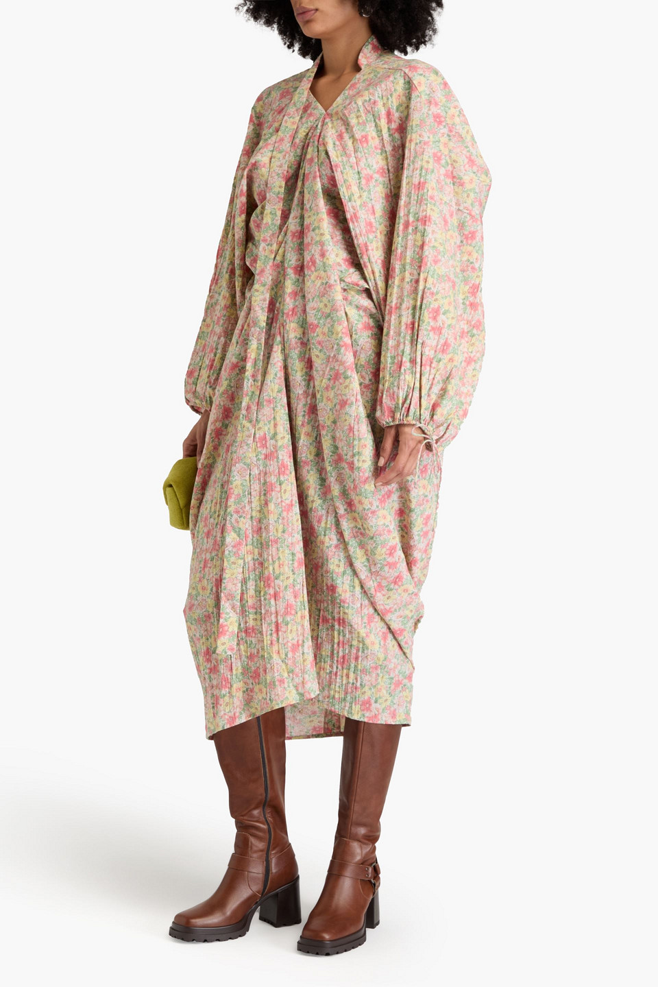  Acne Studios - Drapiertes Maxikleid Aus Webstoff Mit Floralem Print - Pink - De 32 