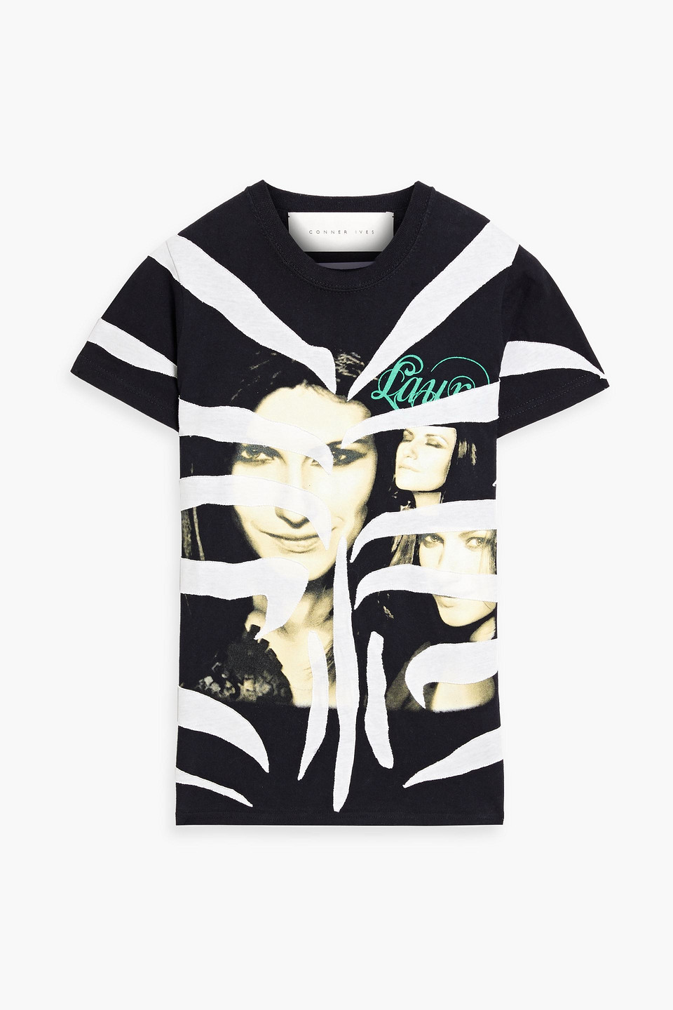 Appliquéd printed cotton-jersey T-shirt