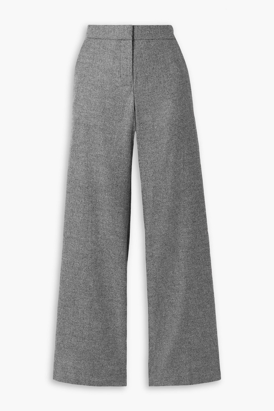 La Ligne Cadet Herringbone Woven Wide-leg Pants In Gray